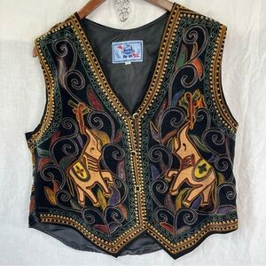 Vintage Pabst Blue Ribbon Party Vest Womens 4XL Velvet Art Elephant Waistcoat